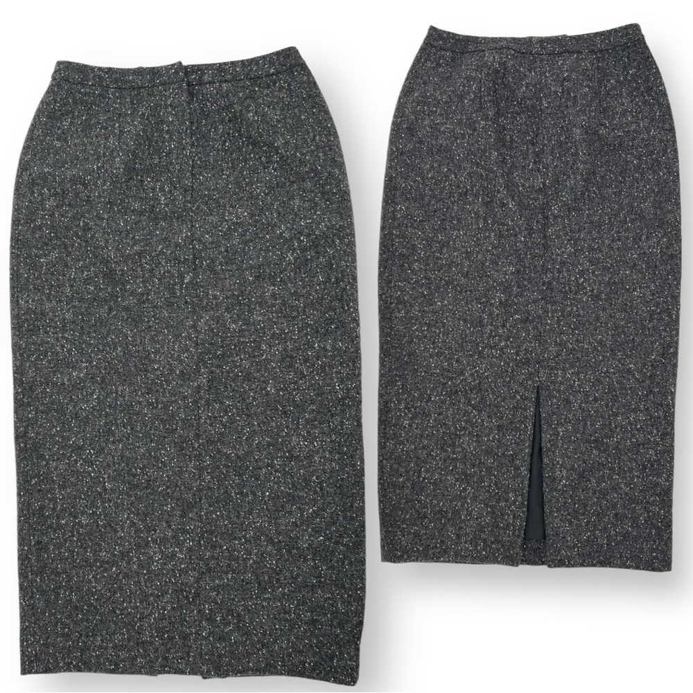 Lauren Ralph Lauren Marled Wool Grey Midi Pencil Skirt Size 4